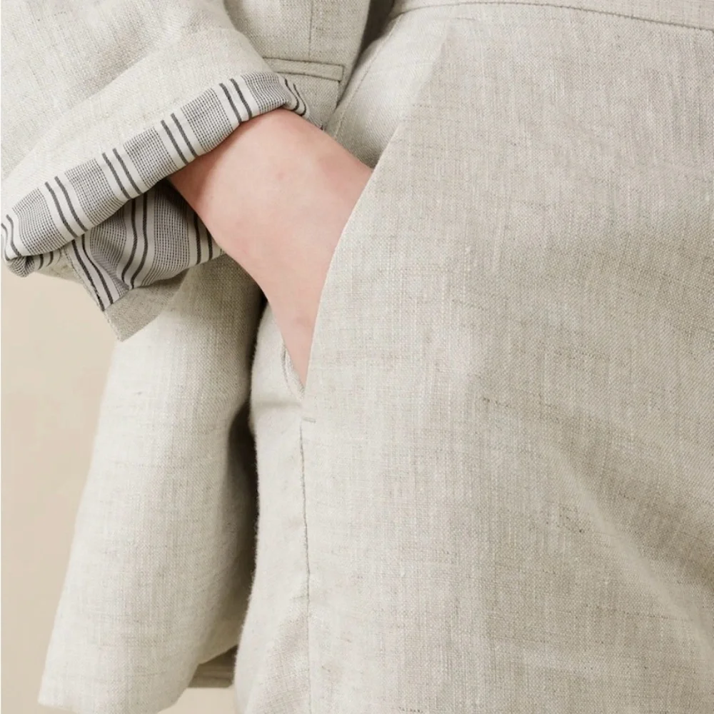 Banana republic women’s linen blend beige pants trousers size 0 petite NWT